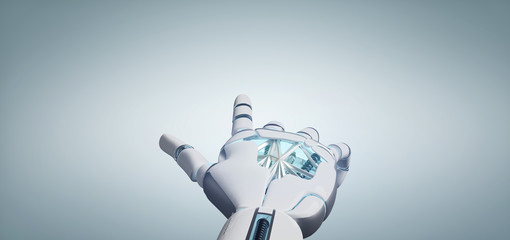 Fototapeta premium Cyborg robot hand on an uniform background 3d rendering