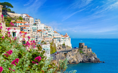 Beautiful seaside city Amalfi in province of Salerno, in region of Campania, Italy