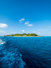 Fototapeta na wymiar Maldives island, Kuramathi, lagoon, with Jetty, Rasdhoo Atoll, Maldives, Mar 2018