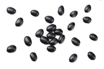 black kidney beans isolated on white background. top view