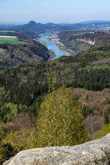 Fototapeta na wymiar View from Kipphorn in Saxon Switzerland on the elbe valley.