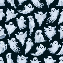 Halloween ghost cartoon seamless pattern