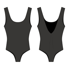 ONE PIECE SWIM SUIT Fashion Flat Templates