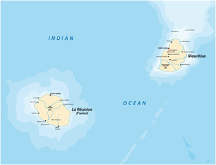 vector map of the mascara islands la reunion and martinique
