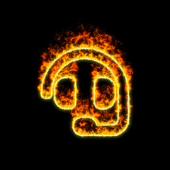 The symbol headset burns in red fire