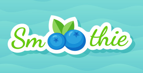 Blue smoothie berry cocktail label vector illustration. Natural fruit with Smoothie sign at fresh smoothies cocktail label for decoration shop label or sale offer banner promotion discount concept