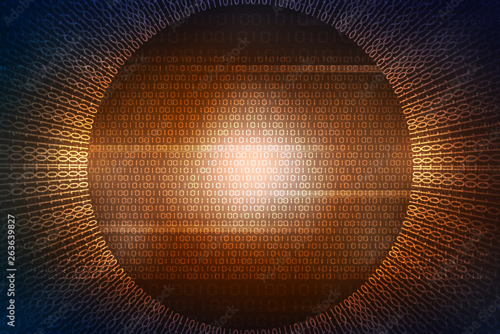 Poster 2d illustration abstract digital binary data on computer screen