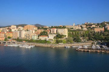 Fototapeta na wymiar Savona (Italy) - Cityscape, Coastline, view from a cruise ship