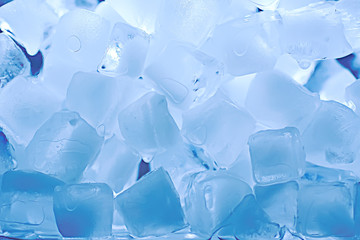 ice cubes texture / blue ice cubes texture, background freshness frost