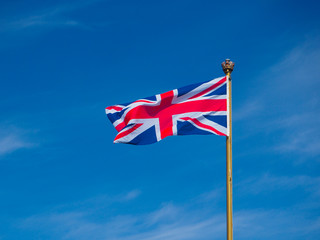 British flag on a background of blue sky