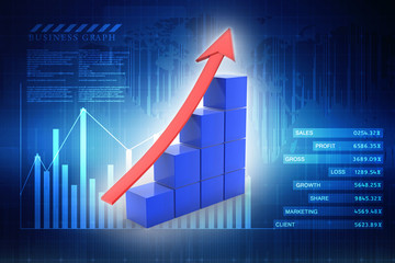 3d rendering Stock market online business concept. business Graph 