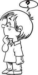 Little boy thinks