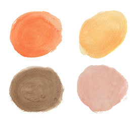 Set of Orange and Brown. Round watercolor splashes. circle elements for design.