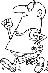 Man running. Happy male runner jogging. Full length of a smiling male athlete running