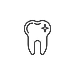 Clean tooth line icon. Teeth shine linear style sign for mobile concept and web design. Healthy tooth outline vector icon. Dentistry, stomatology and dental care symbol, logo illustration