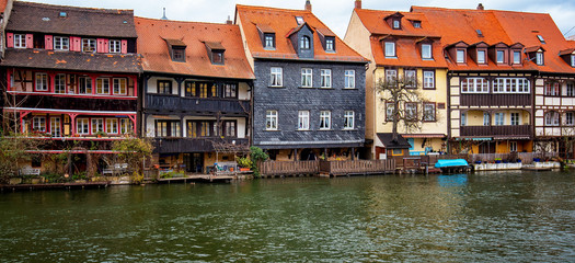 Traditional houses on the riverbank in Bamberg, Germany