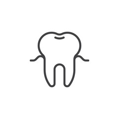 Healthy human tooth line icon. linear style sign for mobile concept and web design. Root tooth outline vector icon. Dentistry, stomatology and dental care symbol, logo illustration. Pixel perfect 