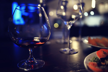 wine restaurant serving romance / beautiful concept alcohol glass, holiday dinner in a cafe