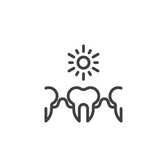 Sensitive teeth line icon. linear style sign for mobile concept and web design. Tooth sensitive to hot outline vector icon. Dental care symbol, logo illustration. Pixel perfect vector graphics