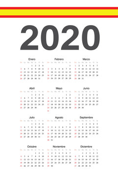 Spanish 2020 year vector calendar