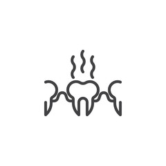 Bad teeth line icon. Stinky tooth linear style sign for mobile concept and web design. Unhealthy teeth outline vector icon. Dental care symbol, logo illustration. Pixel perfect vector graphics