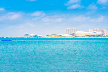The scenery of the Olympic Sports Center in Zhanjiang Bay