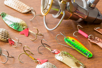 Set of accessories for fishing.