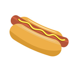 Hotdog for your food poster or menu design. Solid Vector illustration.
