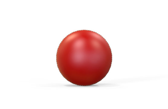 Red shiny cricket ball for international test match on isolated white background, 3d illustration