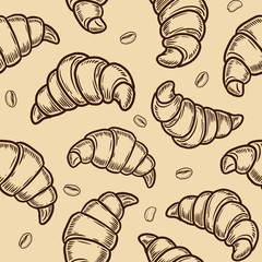 croissant and coffee bean seamless pattern