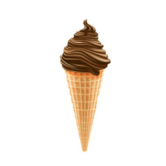 Delicious Chocolate ice cream on white isolated background ,vector illustration