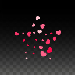 Hearts Confetti Falling Background. St. Valentine's Day pattern. Romantic Scattered Hearts Design Element. Love. Sweet Moment. Gift. Cute Element of Design for Sales or Celebration.