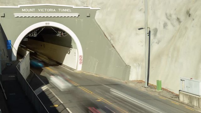A timelapse of cars driving in and out of the Mt Vic tunnel in Wellington NZ.