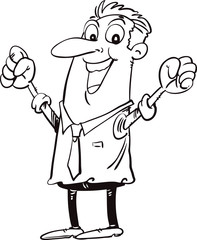 Vector flat illustration. Businessman or manager smiling. Happy man