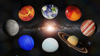 the planets of the solar system lit by the Sun © dottedyeti