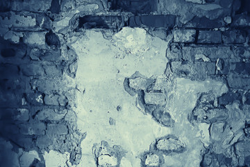 old brick wall ruins / abstract background, stones crack vintage background