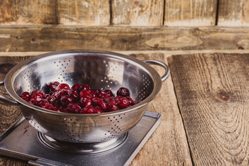 Frozen sweet cherries. Healthy vegan raw food
