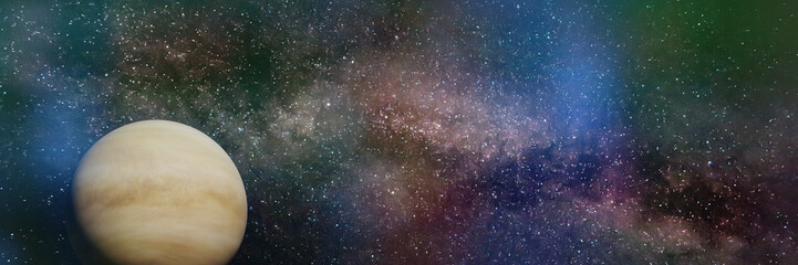 planet Venus lit by the stars of the Milky Way galaxy © dottedyeti