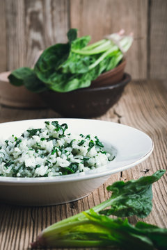 Spinach rice, plant based meal