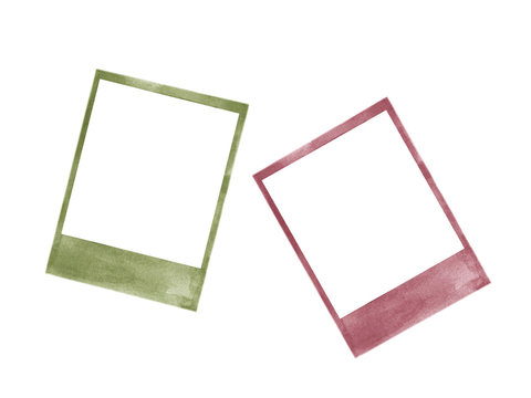 Polaroid photo frames love watercolor isolated on white background