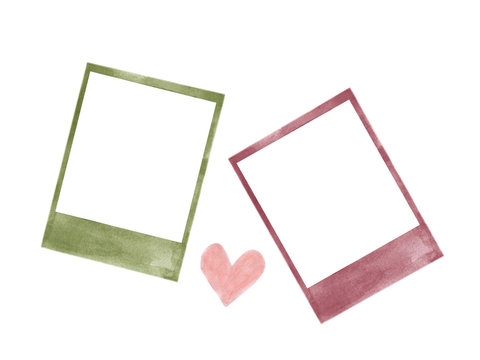Polaroid photo frames watercolor isolated on white background