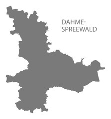 Dahme-Spreewald grey county map of Brandenburg Germany