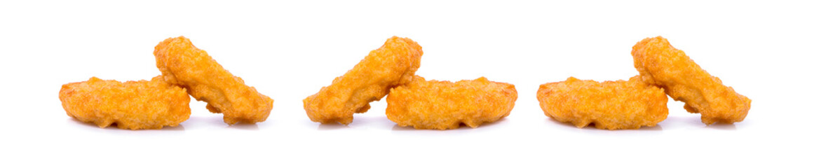 Fried chicken nuggets isolated on white background