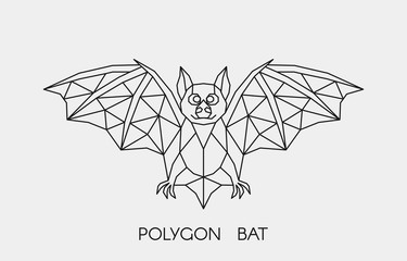 Abstract polygonal bat. Geometric linear animal. Vector.	