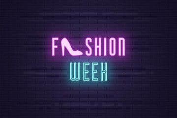 Neon composition of headline Fashion Week. Text
