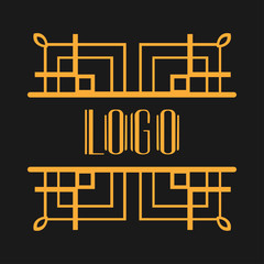 Beautiful emblem, badge for template logo in the modern art deco style for packaging of luxury products