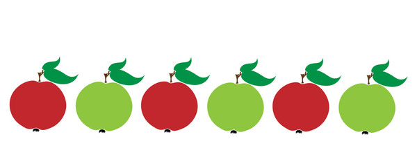 Painted vector illustration of apples on white background. Symbol of fruit, food,vegetarian,vegan.