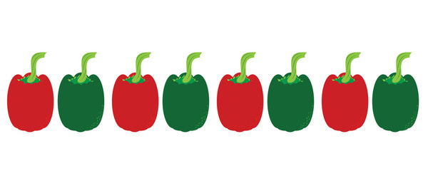 Painted vector illustration of fresh peppers on white background. Symbol of fruit, food,vegetarian,vegan.
