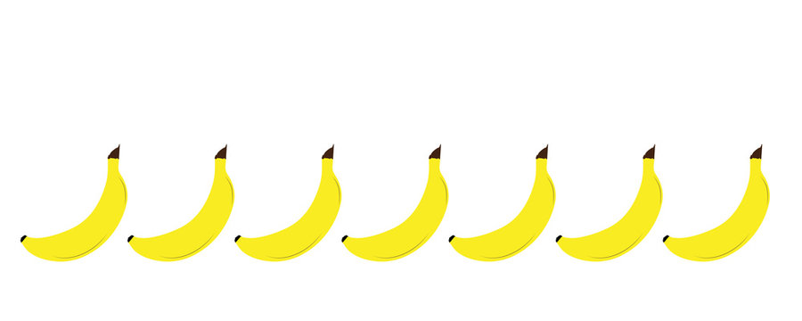 Painted vector illustration of bananas on white background. Symbol of fruit, food,vegetarian,vegan.