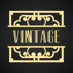 Obraz premium Vintage modern art deco frame design for labels, banner, logo, emblem, apparel, t-shirts, sticker, packaging of luxury products and other design objects